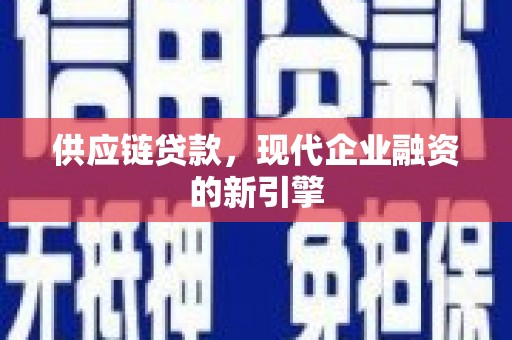 旺苍供应链贷款，现代企业融资的新引擎
