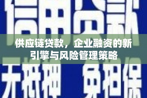 天津供应链贷款，企业融资的新引擎与风险管理策略
