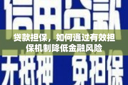 遵化贷款担保，如何通过有效担保机制降低金融风险