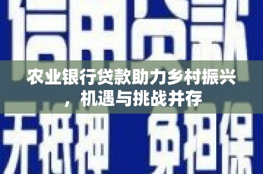 灵宝农业银行贷款助力乡村振兴，机遇与挑战并存